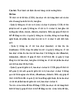 Giải bài 18: Thực hành xác định cấu trúc bảng và các trường khóa | Tin học 11 Kết nối tri thức