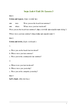 Giải Tiếng Anh lớp 4 Unit 10: Lesson 3 | Global Success