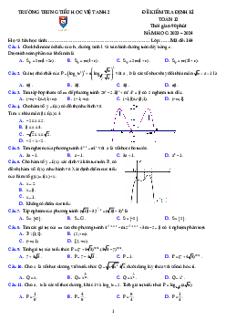 Đề kiểm tra định kì Toán 12 năm 2023 – 2024 trường Việt Anh 2 – Bình Dương