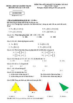 Đề tham khảo giữa kỳ 1 Toán 6 năm 2022 – 2023 trường THCS Lê Văn Tám – TP HCM