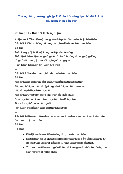 Trải nghiệm, hướng nghiệp 11 Chân trời sáng tạo chủ đề 1: Phấn đấu hoàn thiện bản thân