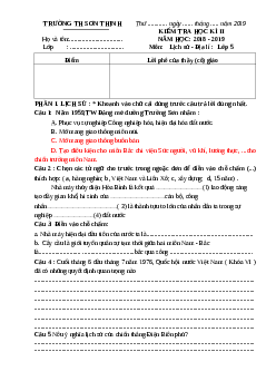 Đề thi cuối học kì 2 lớp 5 môn Sử Địa năm 2019-2020 - Đề 2