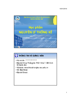 Bài giảng PPT ( Power Point) học phần Nguyên lý thống kê | SLIDE | NEU