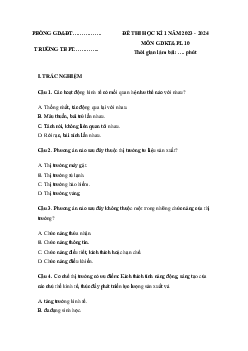 Đề thi học kì 1 môn Giáo dục Kinh tế và Pháp luật 10 sách Kết nối tri thức với cuộc sống đề 2