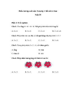Bài tập cuối tuần Toán lớp 2 Kết nối Tri thức Tuần 19