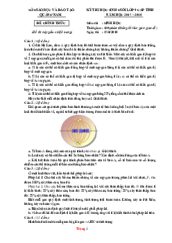 Đề Thi HSG Môn Sinh Học 9 Tỉnh Quảng Nam 2017-2018 (có lời giải)