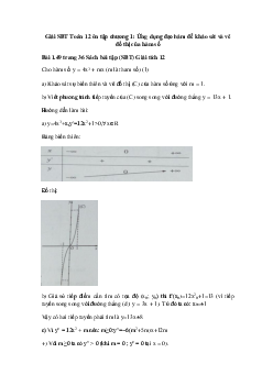 Giải SBT Toán 12 ôn tập chương 1: Ứng dụng đạo hàm để khảo sát và vẽ đồ thị của hàm số