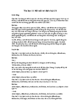 Giải bài 23: Thực hành truy xuất dữ liệu qua liên kết các bảng | Tin học 11 Kết nối tri thức