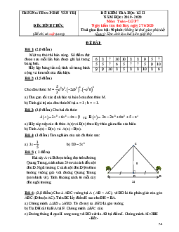Đề kiểm tra học kì 2 Toán 7 năm 2019 – 2020 trường THCS Phan Văn Trị – TP HCM