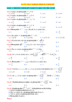 TOP 50 Câu trắc nghiệm Toán 11 về phương trình mũ