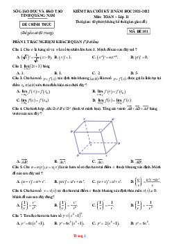 Đề thi HK2 môn Toán 11 Sở GD Quảng Nam 2021-2022 (có đáp án)