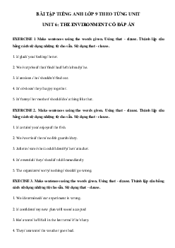 Bài tập tiếng Anh lớp 9 Unit 6 The Environment có đáp án