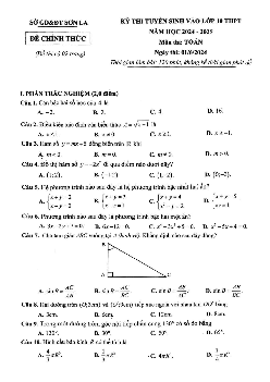Đề thi tuyển sinh vào 10 môn Toán của Sở GD&ĐT Sơn La năm học 2024 - 2025