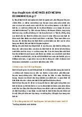 Học thuyết kinh tế KEYNES (KEYNESIAN ECONOMICS) là gì ?