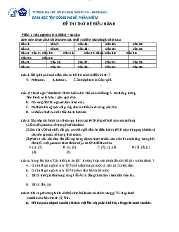 Đề thi thử cuối kỳ năm 2022 - Hệ Điều Hành | Trường Đại học CNTT Thành Phố Hồ Chí Minh