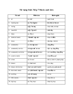 Từ vựng Unit 3 lớp 7 Music and Arts
