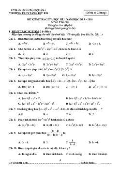 Đề giữa học kì 1 Toán 8 năm 2023 – 2024 trường THCS Tăng Bạt Hổ – TP HCM