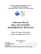Food Microbiology Lab Manual: Practices & Procedures | Môn Food technology - Trường Đại học Quốc tế, Đại học Quốc gia Thành phố Hồ Chí Minh