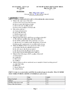 Đề thi đề nghị kì thi Olympic ĐBSCL Sở giáo dục – đào tạo Sóc Trăng năm học 2010 – 2011 môn Tiếng Anh – Lớp 12