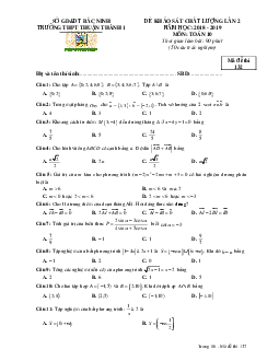 Đề khảo sát Toán 10 lần 2 năm 2018 – 2019 trường Thuận Thành 1 – Bắc Ninh