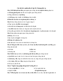 Câu hỏi trắc nghiệm Địa lý lớp 10: Chương Dịch vụ ( có đáp án)