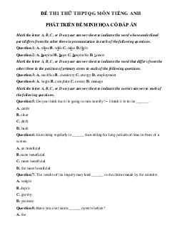 Đề thi thử THPT Quốc Gia 2023 môn Tiếng Anh - Đề 5 (có đáp án)
