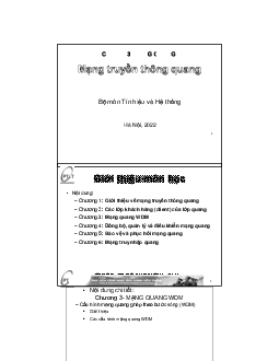 Slide bài giảng môn Mạng truyền thông quang nội dung chương 3: Mạng quang WDM