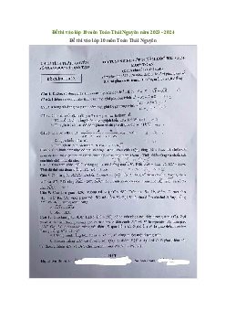 Đề thi vào 10 môn Toán năm 2023 - 2024 sở GD&ĐT Thái Nguyên