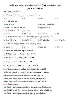 Đề thi học kì 2 lớp 10 môn Hóa học Chân trời sáng tạo năm 2023 - Đề 5