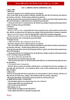 Bài 5: Ammonia. Muối ammonium | Giáo án Hóa 11 Kết nối tri thức