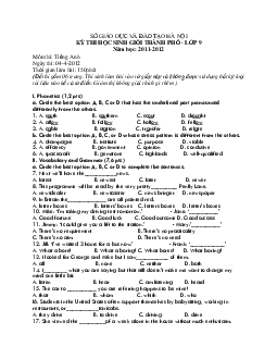 Sở giáo dục và đào tạo Hà Nội kỳ thi học sinh giỏi thành phố -lớp 9 năm học 2011-2012