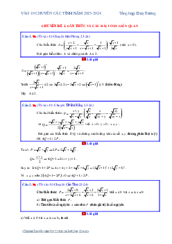 Phân dạng các bài toán trong đề tuyển sinh lớp 10 môn Toán (2023 – 2024)