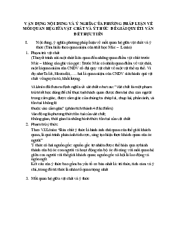 Vận dụng nội dung và ý nghĩa của phương pháp luận về Mối quan hệ giữa vật chất và ý thức  để giải quyết vấn đề thực tiễn
