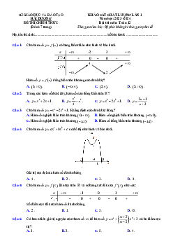 Đề khảo sát chất lượng lần 1 Toán 12 năm 2023 – 2024 sở GD&ĐT Hải Dương