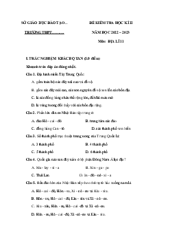 Đề thi học kì 2 môn Địa lý lớp 11 năm 2022 - 2023 | đề 1