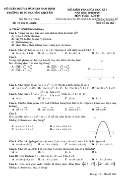Đề kiểm tra giữa kỳ 1 Toán 10 năm 2019 – 2020 trường Nguyễn Khuyến – Nam Định