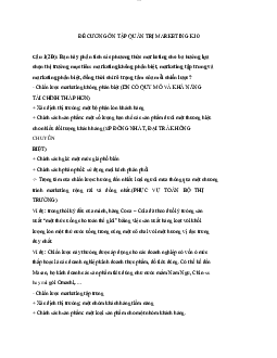 Đề cương ôn tập môn Quản trị Marketing (có đáp án)
