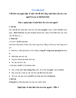 Văn mẫu lớp 8: Viết bài văn nghị luận về một vấn đề đời sống (một thói xấu của con người trong xã hội hiện đại) Ngữ Văn 8 | Kết nối tri thức