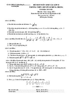 Đề thi vào 10 môn Toán (chung) năm 2021 – 2022 trường chuyên Lê Hồng Phong – Nam Định (Đề 2)