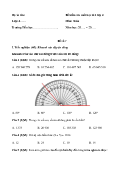 Đề thi học kì 1 lớp 4 môn Toán sách Kết nối tri thức - Đề số 7