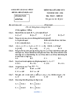 Đề giữa học kỳ 1 Toán 10 năm 2023 – 2024 trường THPT Lê Trọng Tấn – TP HCM