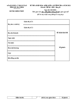 Đề thi chọn học sinh giỏi lớp 9 THCS tỉnh Quảng Ninh năm 2021 môn Tiếng Anh - Bảng B