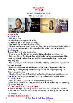 Giáo án GDCD 6 Bài 5: Tự lập  | Chân trời sáng tạo