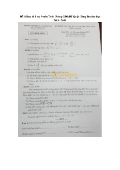 Đề thi học kì 1 lớp 9 môn Sinh học trường THCS Tân Lộc năm học 2018 - 2019