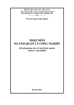Nhập môn ngành quản lý công nghiệp