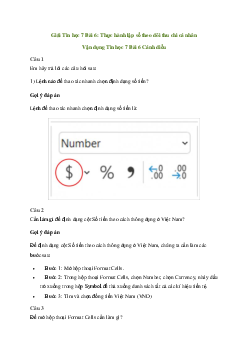 Giải Tin học 7 Bài 6: Thực hành lập sổ theo dõi thu chi cá nhân | Cánh diều