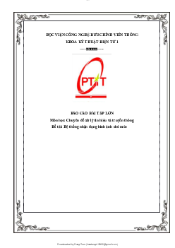 Báo cáo bài tập lớn chuyên đề Xử lý tín hiệu và truyền thông đề tài "Hệ thống nhận dạng hình ảnh chó mèo"