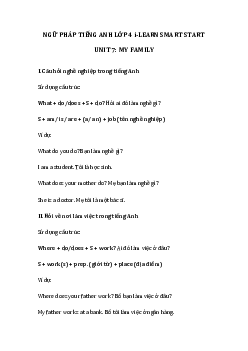 Ngữ pháp unit 7 lớp 4 Smart Start My family