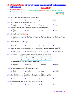 Đề thi thử THPT Quốc gia năm 2023 môn Toán Sở GD&ĐT Thừa Thiên Huế