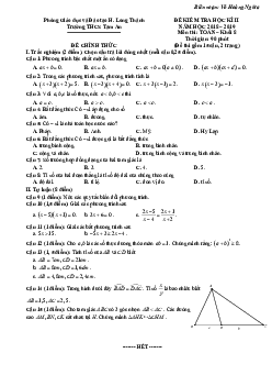 Đề kiểm tra HK2 Toán 8 năm 2018 – 2019 trường THCS Tam An – Đồng Nai